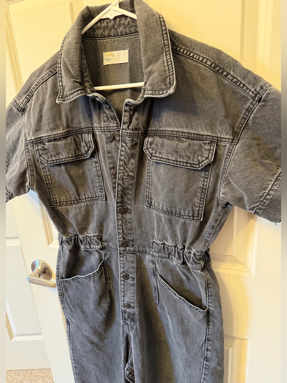 We The Free Marci Denim Coveralls, Washed Black/Gray, Size M - Picture 4 of 14